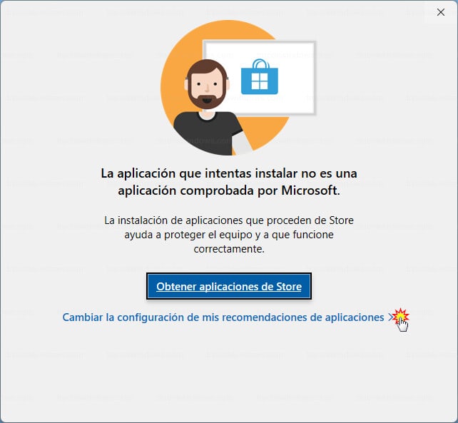Aviso Windows 11: La aplicación que intentas instalar no es una aplicación comprobada por Microsoft